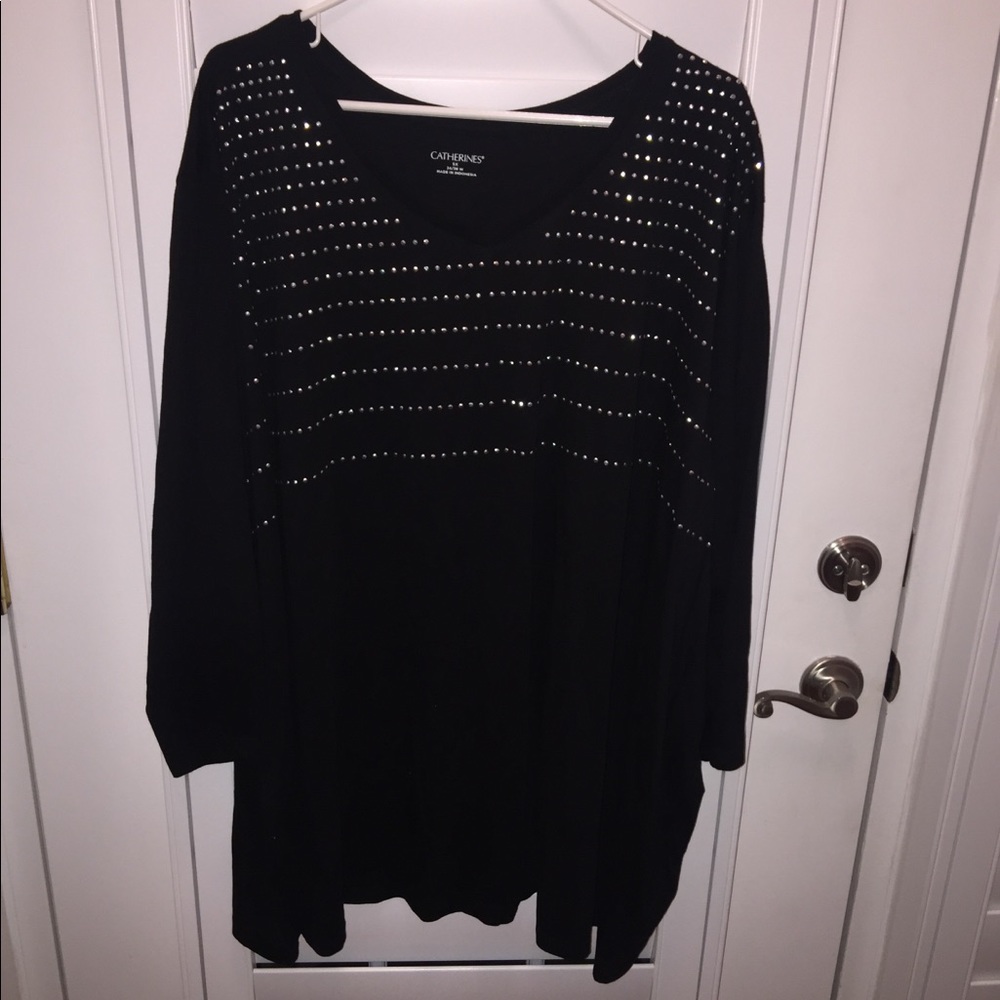 Catherines Plus size Black Top w/Silver accent